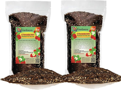 GARDENERA Superior Potting Soil Blend for Strawberry Plants - Optimal Blend for Thriving and Juicy Strawberries (10 Quart)