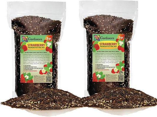 GARDENERA Superior Potting Soil Blend for Strawberry Plants - Optimal Blend for Thriving and Juicy Strawberries (10 Quart)
