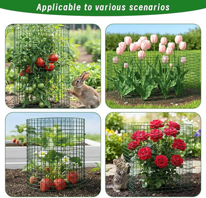 Plant Protectors from Animals - DIY Reusable Plant Cages for Outdoor Plants, Square Mesh Plant Covers Kits, 12"x12" Panels (6/18/30 Pcs) (18, Dark Green)