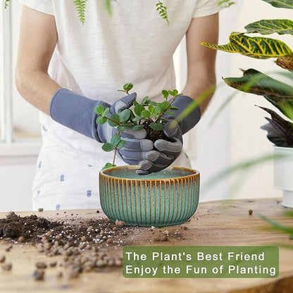 Plant Pots Indoor with Drainage Hole 6 inch Ceramic Plant Pot Grey Blue Succulent Pot Small Round Planters for Indoor Outdoor Plants Bonsai Bowl Decorative Flower Pots for Orchid Cactus Snake Plant
