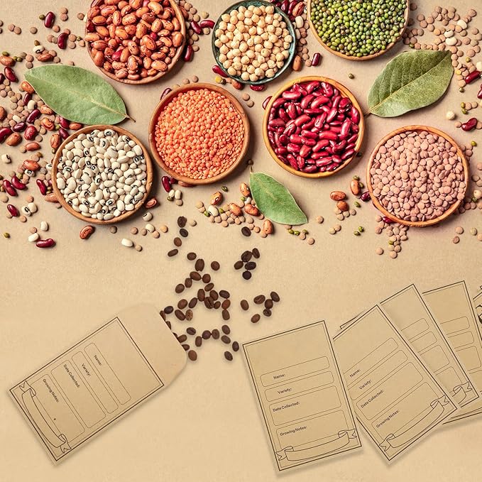 Sabary 100 Pcs Seed Envelopes Seed Packets Envelopes 3.15 x 4.72 Inch Sealing Kraft Seeds Saving Envelope for Fruit Vegetable(Brown)