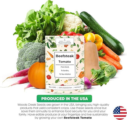 Beefsteak Tomato Seeds for Planting – Heirloom Indeterminate Large Red Slicing Tomatoes for Home Gardens | Woods Creek Seeds