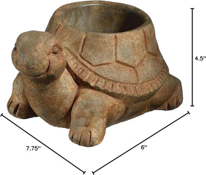 Classic Home and Garden Cement Buddies Animal Planter - Cute Desk Decoration - UV Coated Animal Vase w/Removable Drain Plug - Succulent Planter for Indoor/Outdoor Use (Turtle Planter, Rust, Large)