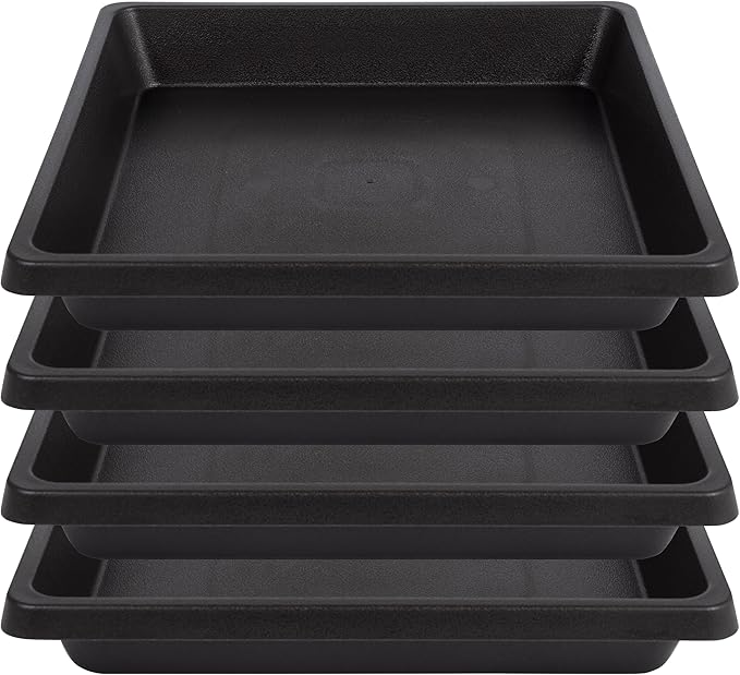 Plant Saucer 12 Inch Square 4 Pack, Plastic Plant Drip Trays, Plant Saucers for Indoors and Outdoors, Flower Pot Saucers, Saucers for Potted Plants, Planter Saucer, Plant Water Catcher Trays for Pots