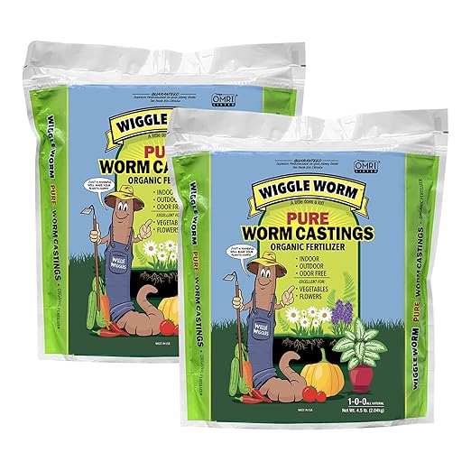 100% Pure Organic Mineral-Dense Worm Castings Fertilizer in Resealable Zipper Pouch, 4.5lbs - Improves Soil Fertility and Aeration for Growing Better Houseplants, Veggies, and More, 2 Pack