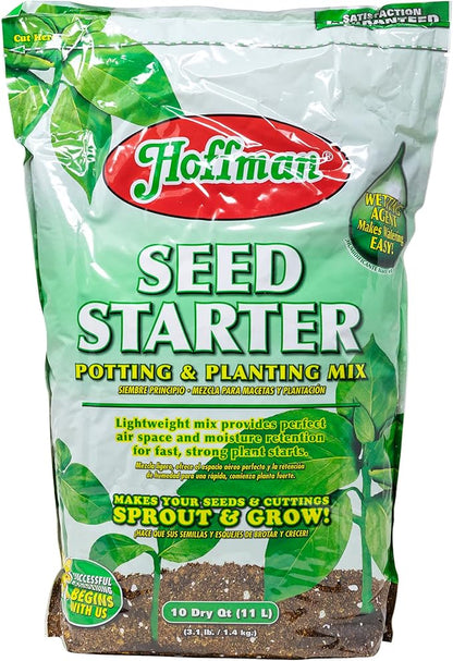 Hoffman Seed Starter Potting & Planting Mix with Wetting Agent for Moisture Retention, 18qt Bag