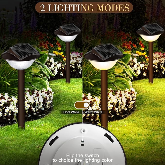 40LED Solar Pathway Lights Outdoor Waterproof 2in-1 Warm & Cold 4000k/7000k Solar Outdoor Lights IP65 Driveway Light, 12 Hours Long Lasting LED Garden Light for Yard Backyard -2 Pack