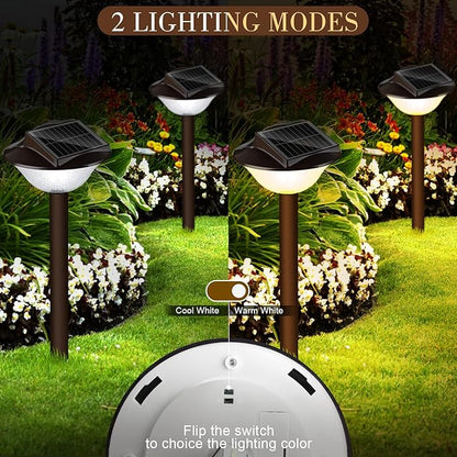 40LED Solar Pathway Lights Outdoor Waterproof 2in-1 Warm & Cold 4000k/7000k Solar Outdoor Lights IP65 Driveway Light, 12 Hours Long Lasting LED Garden Light for Yard Backyard -2 Pack