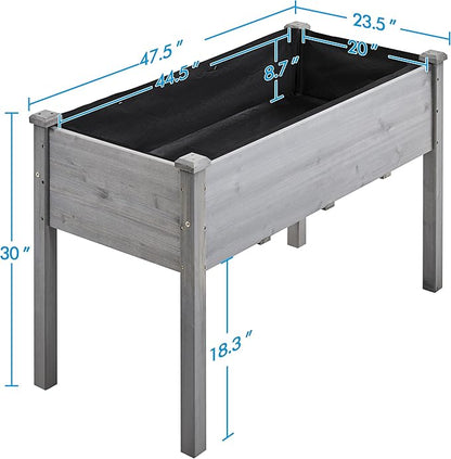 Topeakmart Elevated Planter Bed Outdoor, Wooden Raised Garden Bed, Rectangle Raised Bed with Stable Structure Wooden Garden Box Standing Planter for Garden/Patio/Backyard/Outdoor,2pcs
