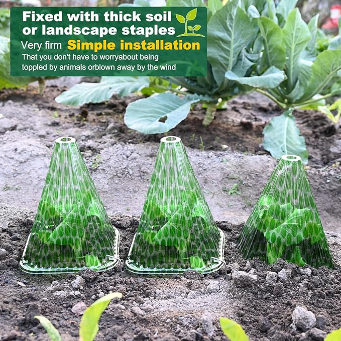Fshow Garden Cloches,20 Pack Reusable Plant Bell Cover,Bell Jar Cloches for Protection Against Sun, Frost, Snails Etc. (Dark Green)