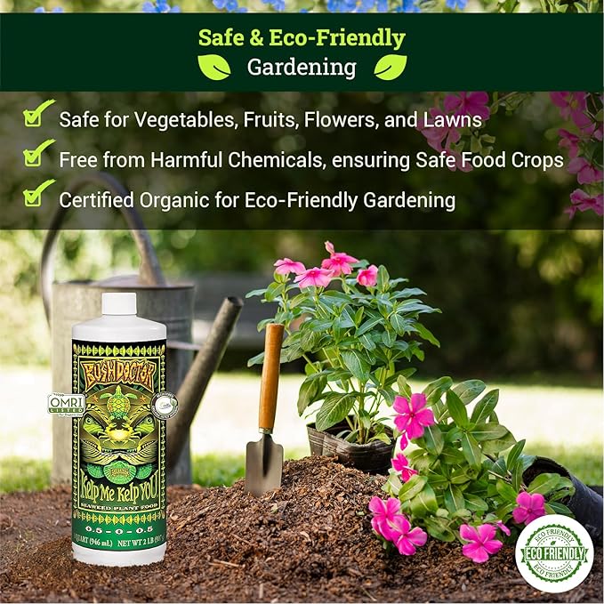 FoxFarm Bush Doctor Kelp Me Kelp You Seaweed Plant Food - 0.5-0-0.5 Liquid Kelp Fertilizer for Gardens, Hydroponic & Drip Irrigation Systems - Promotes Fast Nutrient Uptake & Plant Growth - 1 Quart