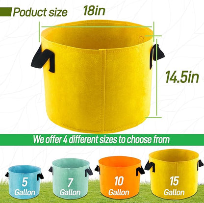15-Gallon Fabric Grow Bags (7 Pack of Mix Colors) with Handles for Potato Tomato Flower and Vegetables