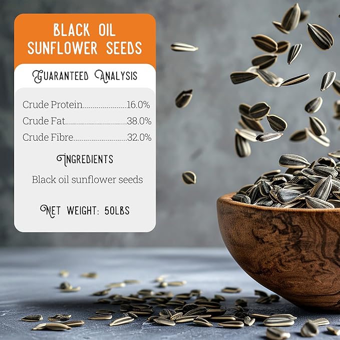 Ernst Grain & Livestock Black Oil Sunflower Seeds - Birdseed for Outside Feeders Wild Bird Food - Ideal Bird Seed for Cardinals, Woodpeckers and More - Non-GMO, 50lb