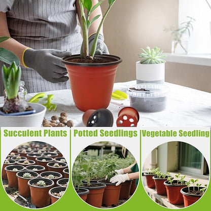 100 Packs 4" Plant Nursery Pots Plastic Seedling Starter pot Flower Planter Container Seed Grow Pot with Drainage Hole for Indoor Outdoor Garden Suitable for Succulent Seedling Cutting Transplanting