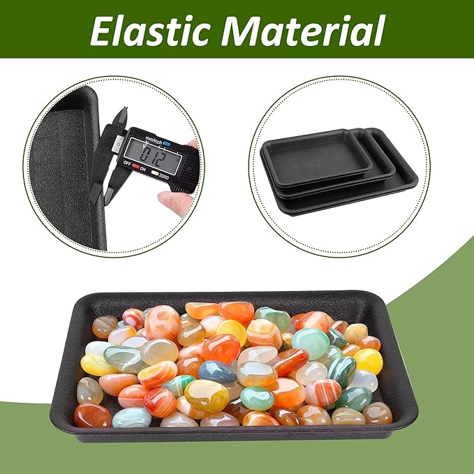 6PCS Plant Trays for Pots - 8 10 12 Inch Plastic Plant Saucer Rectangle Plant Plates to Catch Water, Drip Trays for Potted Plants
