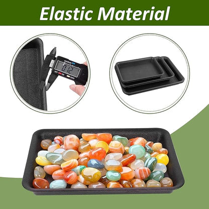 6PCS Plant Trays for Pots - 8 10 12 Inch Plastic Plant Saucer Rectangle Plant Plates to Catch Water, Drip Trays for Potted Plants