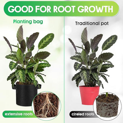 Nuanchu 50 Packs Grow Bags Small Aeration Fabric Pots Nonwoven Garden Bags Grow Pots Planter with 50 Pcs Plant Labels for Indoor Outdoor Plant Flower Planting Vegetable Growing (2 Gallon)