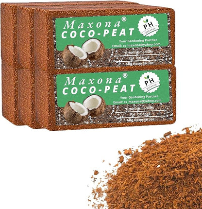 Maxona 6 Pcs Coco Coir Peat, 6.6LBS (1.1LBS/Pcs) Coconut Husk Bricks, Mulching Medium for Plants, Easy to Expand, Organic Compressed Fiber Husk Substrate for Plants, Flowers, Herbs and Seeds Starting