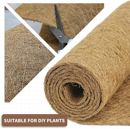 12X60 Inch Natural Coco Liner Roll, Coco Liners for Planters for Window Box Flower Basket, Coconut Coir Liner Sheets Mats for Hanging Basket, Animal Pet Pad, Garden Decoration
