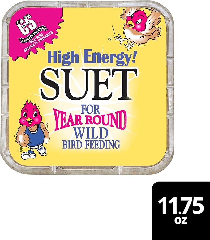 C&S High Energy Suet Treat, Wild Bird Food for Woodpeckers, Nuthatches, Chickadees and Jays, 8 Pack