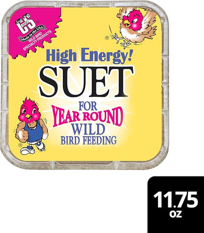 C&S High Energy Suet Treat, Wild Bird Food for Woodpeckers, Nuthatches, Chickadees and Jays, 8 Pack