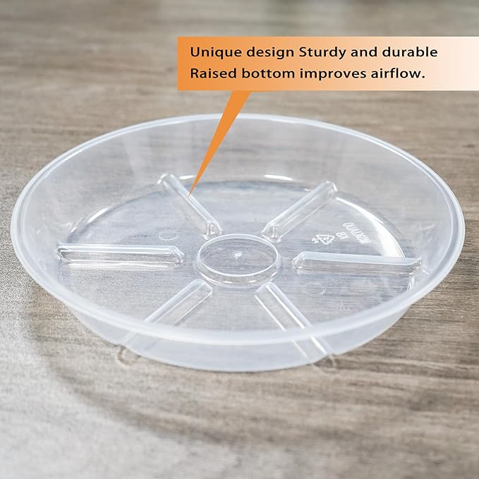 6 Pack Plant Saucers, 8 inch Clear Plant Trays, Durable Round Plastic Flower Plant Water Drip Tray for Pots Planter, Heavy Duty Plant Dish Pant Plate to Catch Water for Indoor & Outdoor