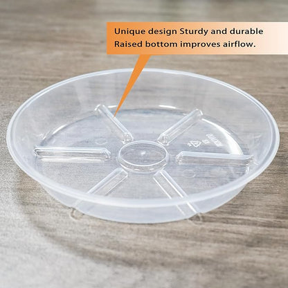 6 Pack Plant Saucers, 12 inch Clear Plant Trays, Durable Round Plastic Flower Plant Water Drip Tray for Pots Planter, Heavy Duty Plant Dish Pant Plate to Catch Water for Indoor & Outdoor