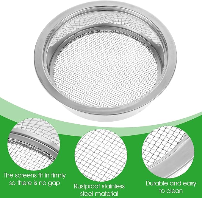 Soil Sieve Set Garden Soil Sifter Stainless Steel Mesh Sifter, 5 Sieve Set for Gardening with 8" Diameter 1/3/6/9/12mm Interchangeable Meshes, Includes Shovel for Potting, Planting