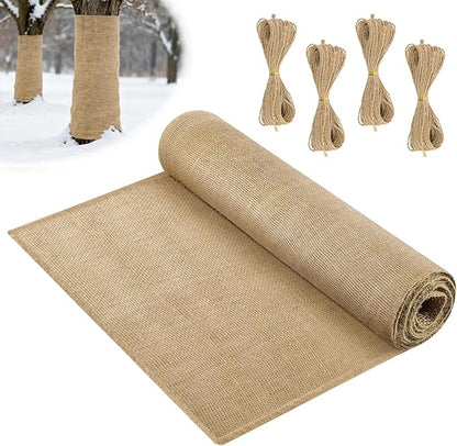 40" x 100 Ft Natural Burlap Fabric Roll with 4 Free Jute Twines - Garden Burlap Wrap for Trees, Winter Plant Protection, Weed Barrier, Raised Bed Liners, Craft & Aisle Runner