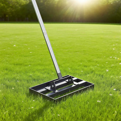 Lawn Leveling Rake 17" x 10" with 78" Adjustable Stainless Steel Handle - Heavy Duty Grass Leveling Tool, Leveling rake for Lawn Care, Yard Leveler