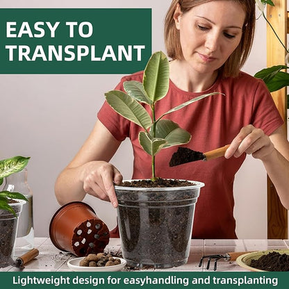 40 Pack10 & 8 Inch Large Clear Nursery Pots with Drainage,Plastic Ideal Seedling Pots and Plant Pots for Plants,Vegetables,Orchids,Aloe,Indoor Outdoor Use