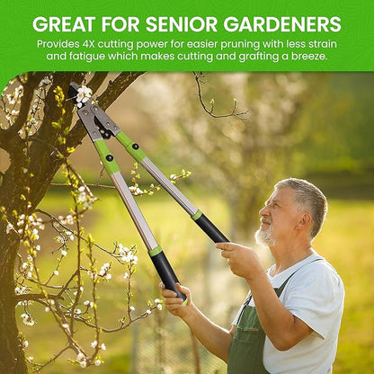 GARDEN GURU Extendable Anvil Lopper Tree Trimmer with Compound Action, Chops Thick Branches with Ease, 28-40”, Non-Stick High Carbon Steel Blade, Heavy Duty Branch Cutter, 2 Inch Clean Cut Capacity