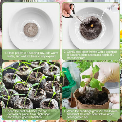 Legigo 50 Pcs 50mm Seed Starter Peat Pellets Pods for Seedlings- Compressed Seed Starting Pellets Seed Starter Pods Plugs Soil Peat Pods for Starting Seeds, Garden Planting Herb Flower Vegetables