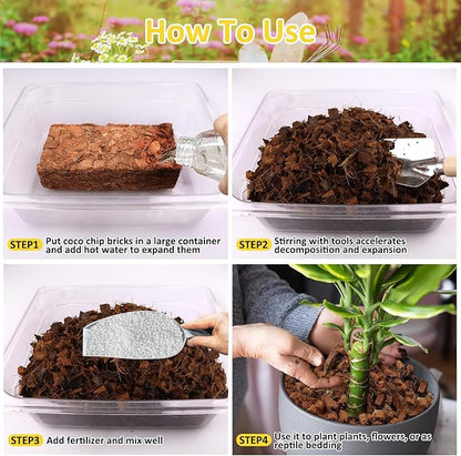 Riare 6 Pack Coco Chips Substrate for Plants- 6.6lb 100% Organic Coconut Husk Brick with Low EC and pH Balanced, High Expansion Coconut Substrate Coco Husk Mulch for Garden Flowers, Herbs, Planting