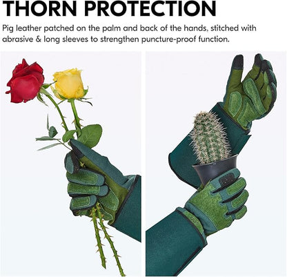 Vgo... 1 Pair Gardening Gloves Unses,Safety Work Gloves,Long Sleeves Gauntlet,Puncture-proof,Thorn Proof,Touchscreen(SizeXS,Green,SL7477)