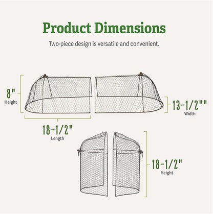Gardener’s Supply Company Chicken Wire Cloche Garden Row Plant Protector | Sturdy Metal Protection for Seedlings and Crops from Wild Animals & Pets | 2 Section Set