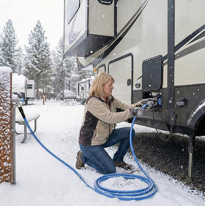 KORVOS 100FT RV Heated Water Hose for RV, Heated Drinking Water Hose with Insulation Sponge Anti-freeze&Leak-proof, Lead and BPA Free Heat Water Hoses, Heater Garden Hose Suitable for Winter&Camping