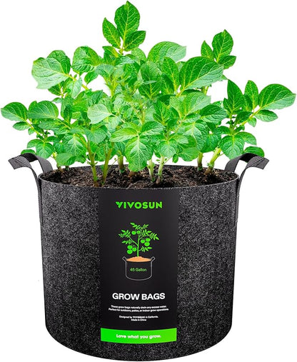 VIVOSUN 1 Pack 45 Gallon Grow Bag, Fabric Pot with Handles for Vegtables and Plants