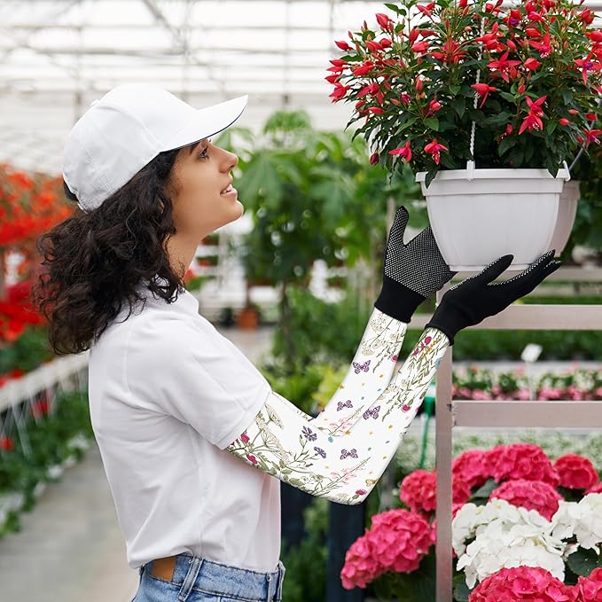 Garden Sleeves for Women Boho Gardening Sleeves with Thumb Holes UV Sun Protection Arm Sleeves for Women