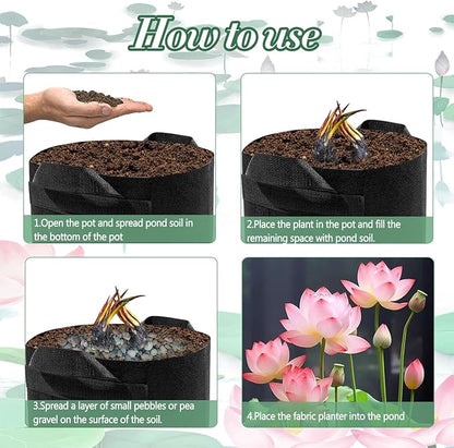 8Pack Lily Plant Pots for Pond, Thickened Nonwoven Plant Fabric Pots with Handles, Durable Breathe Reusable Fabric Plant Bags for Aquatic Plants, Potato, Carrot, Onion, Flower