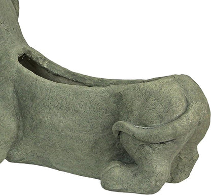 Zeckos Charming Rustic Distressed Grey Stone Finish Dachshund Dog Indoor or Outdoor Decor Planter Doxie Plant Pot - Whimsical Garden Accent for Dog Lovers - 20 Inches Long