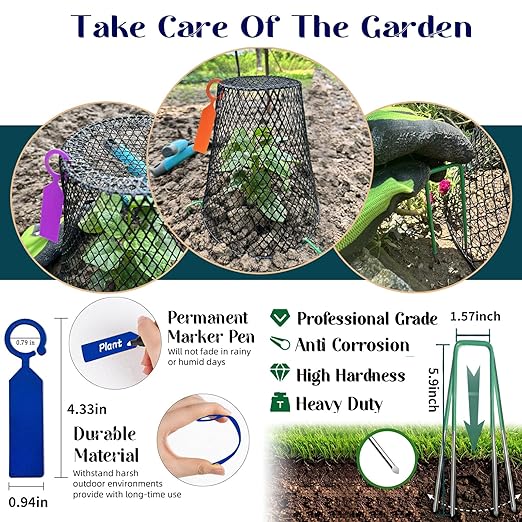 Feel Natural-10 Pcs 9.25"x9.45"Plant Covers from Animals Plant Protectors from Animals Plant Basket Covers Garden Cloches for Plants Garden Plant Covers Cage for Plants Garden Cages