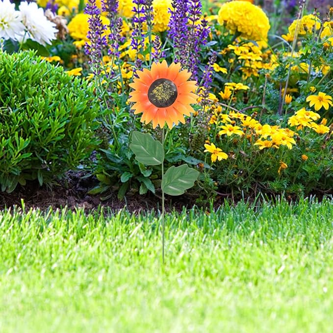 Yardwe Garden Metal Flower Sign Compact Outdoor Decor for Spring Vivid Lawn Garden Stake Attractive Metal Flower Decoration for for