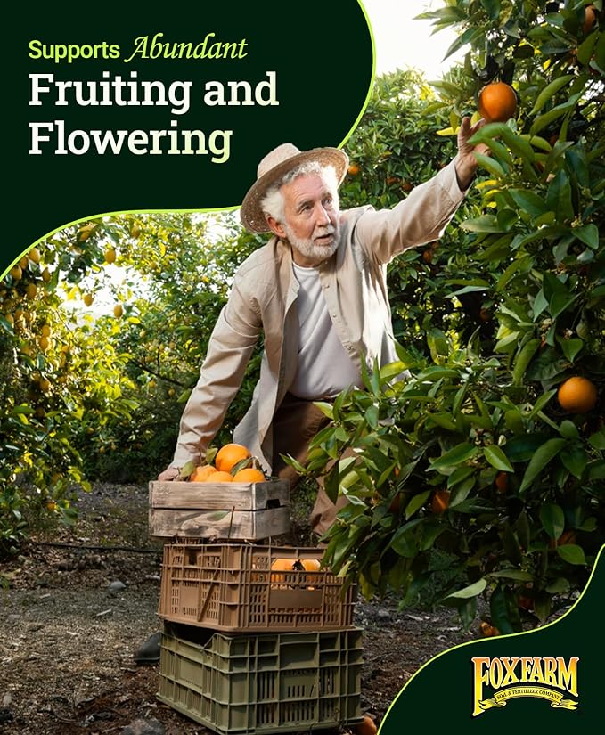 FoxFarm Happy Frog Fruit & Flower Fertilizer - Supports Abundant Fruit & Flowering - Nitrogen for Sustained Growth - Mycorrhizal Fungi for Vigorous Root Systems - OMRI Listed Organic - 4 lb