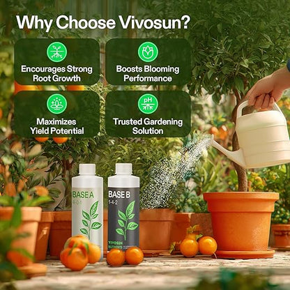 VIVOSUN Liquid Nutrients Base A & B Bundle, Grow Big Hydroponic Fertilizer, Supports Vegetative and Flowering Stages for Outdoor, Indoor Plants, Best Plant Food, Set of 8oz (Pack of 2)