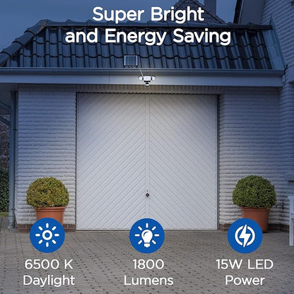 Solar Security Lights Motion Outdoor, 1800LM, Solar LED Motion Sensor Lights with 3 Adjustable Heads, 6500k, Water Resistant Flood Light for Garage, Yard, Garden (Black)