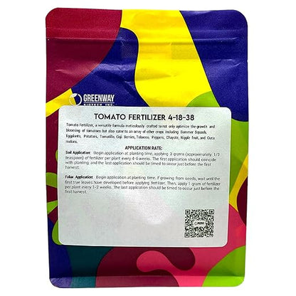 Greenway Biotech, Inc. Tomato Fertilizer 4-18-38 Powder - Water Soluble with Chelated Micronutrients for Tomatoes Peppers Eggplant - Bigger Fruit Better Flavor - Hydroponics or Soil - 1 LB