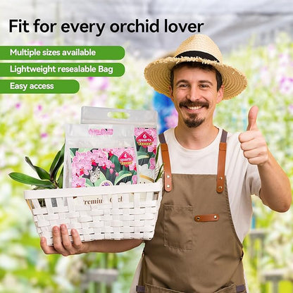 Orchid Bark Potting Mix with Pine Bark and Perlite, Fast Draining Orchid Soil for Healthy Roots, Ideal for Repotting Orchid and Orchid Bark for Indoor Plants (6 Quarts)