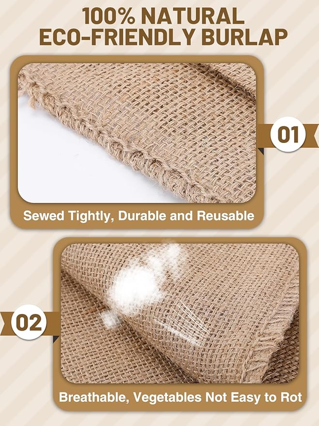 ANPHSIN 4Pcs Breathable Natural Burlap Bags - 16"x24" Reusable Thicken Jute Potato Onion Food Storage Sacks with Rope