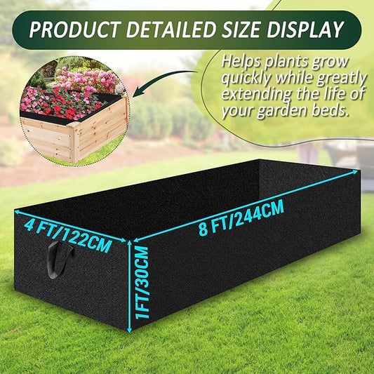 1PCS Raised Garden Bed Liner Fabric Raised Garden Bed Breathable Drainage Rectangle Grow Bags with Handles Fabric Garden Bed for Outdoor Garden Bed Holds Soil - 8ft x 4ft x 1ft